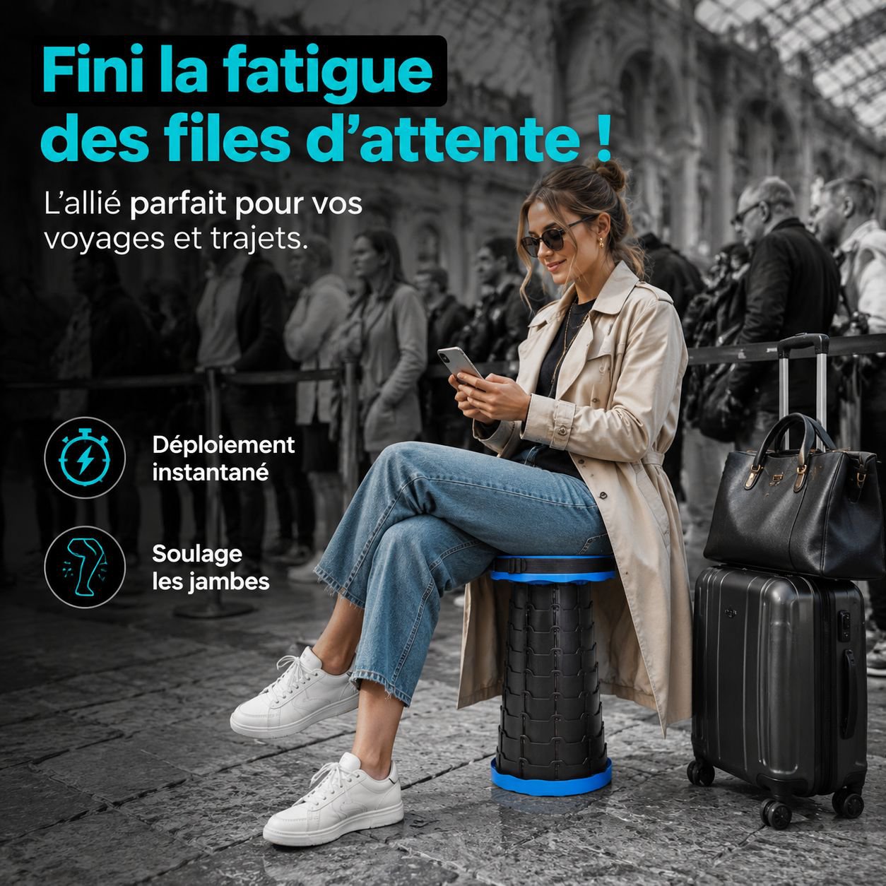 Tabouret pliant arc-en-ciel portable