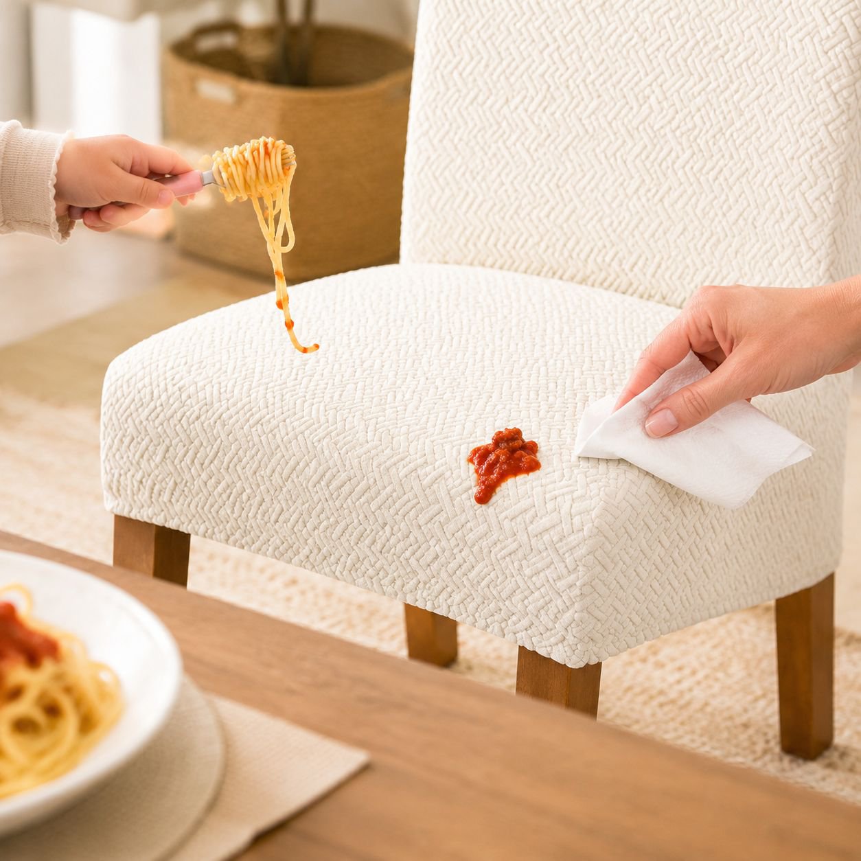 Dining chair slipcover for easy maintenance and style