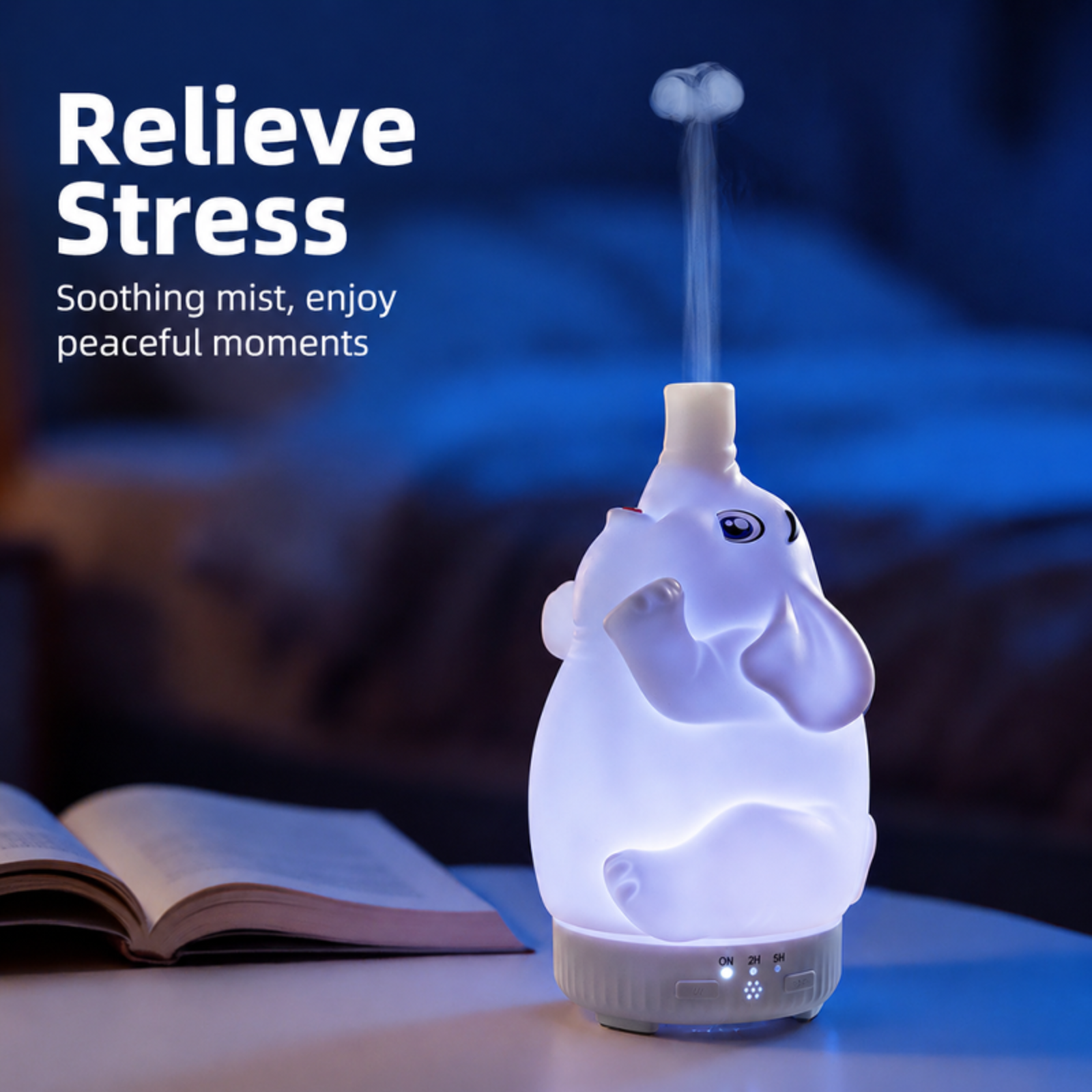 2026 New Rotating Elephant Aroma Diffuser with Seven-Color Lights, Jellyfish-Style Silent Mini Humid