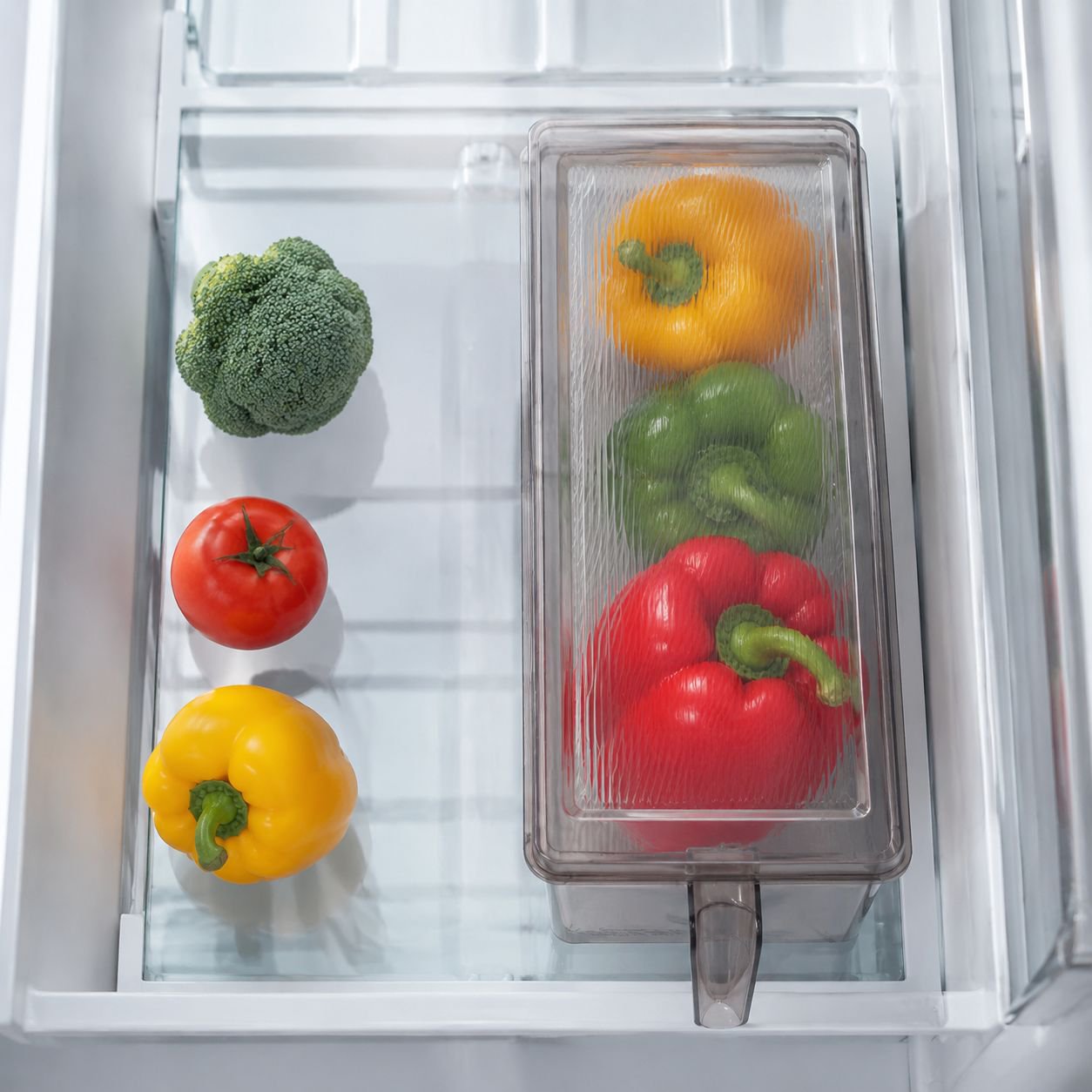 Transparent refrigerator organizer box with handle