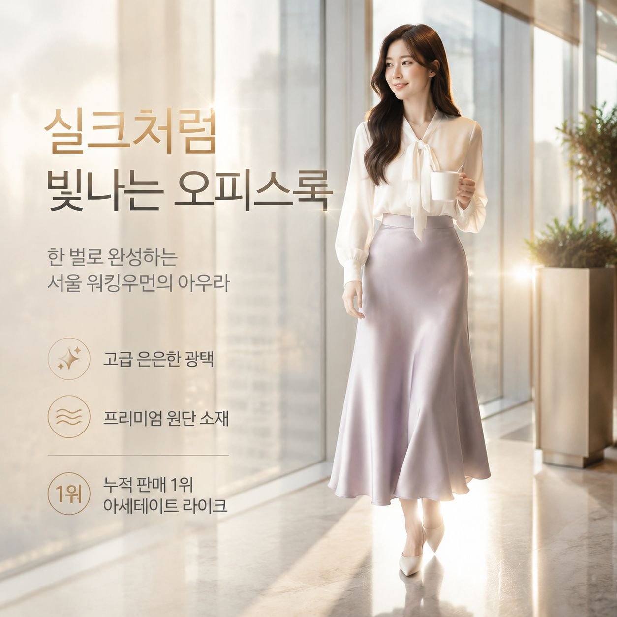하이웨스트 새틴 머메이드 반신 스커트 여성 춘추 미디움