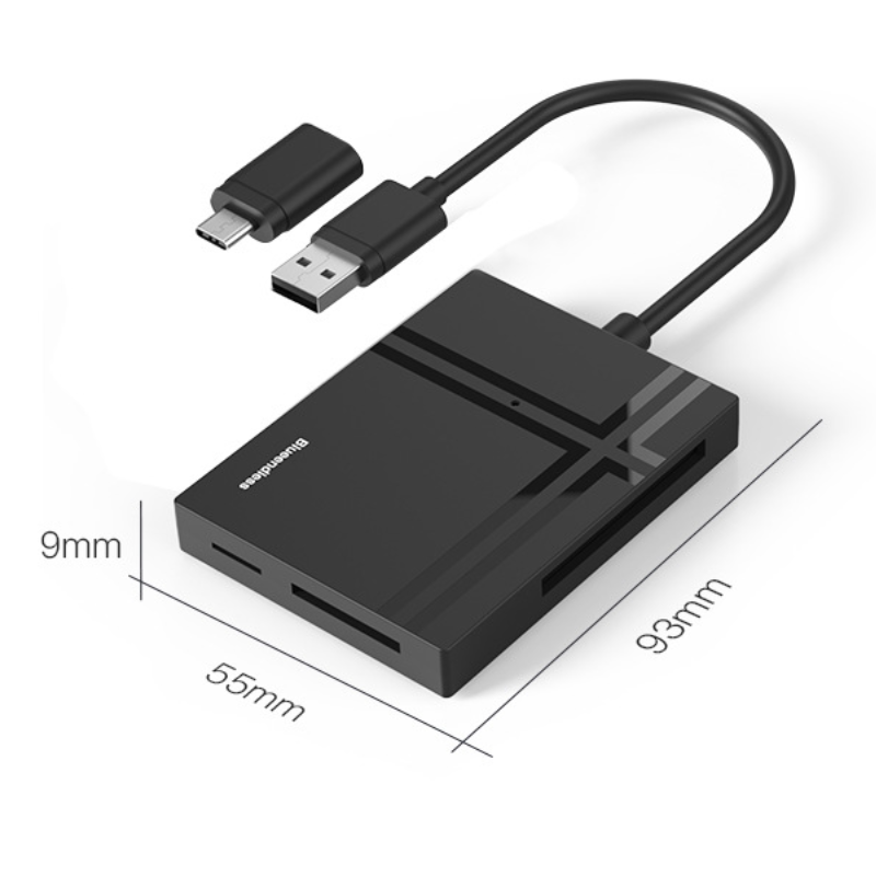 Lector de tarjetas multifunción USB 3.0 Type-C para móvil y PC, CF/SD/TF/MS/M2