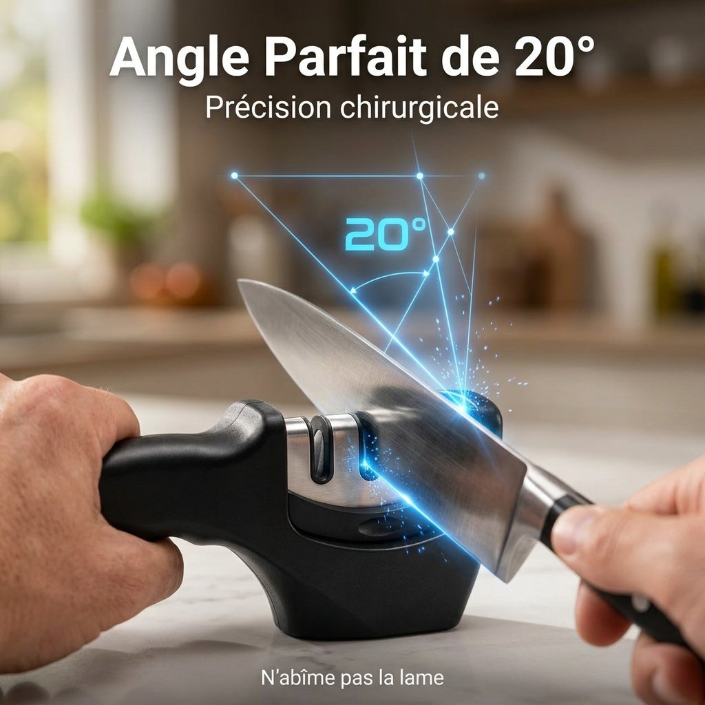 Aiguiseur de couteaux de cuisine à angle fixe, rapide, avec pierres en tungstène et diamant