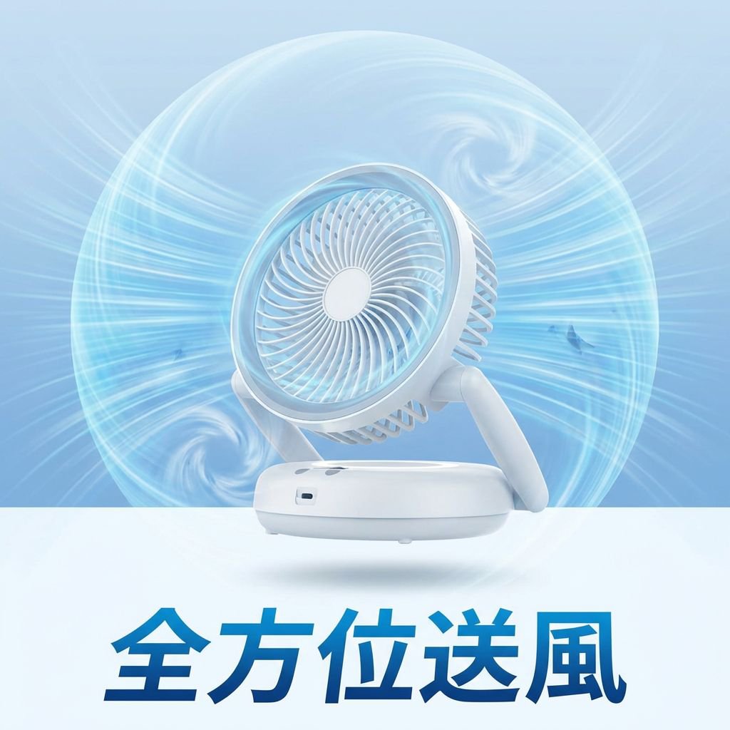 充電式浮遊ファン 大風量デスクファン