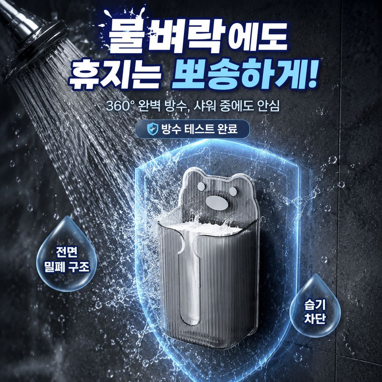 만화 투명 벽걸이 티슈박스 가정용 욕실용 가벼운 디자인