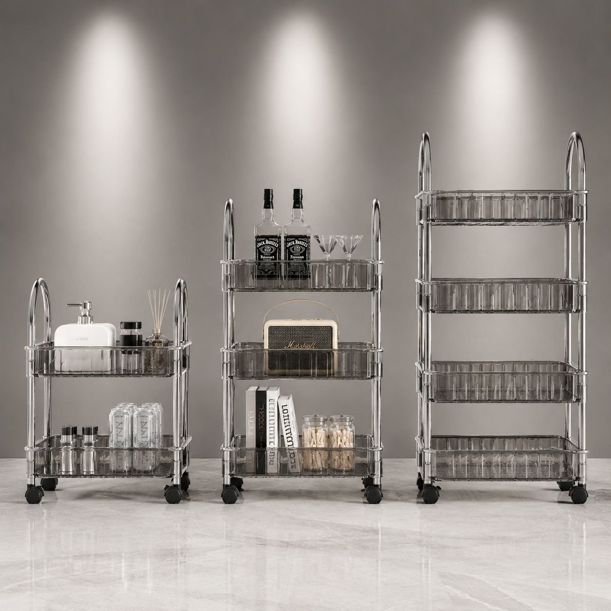 Portable kitchen trolley organizer for small spaces