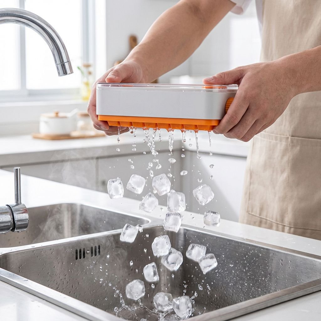 食品グレード 家庭用 プレス式 製氷皿（蓋付き）