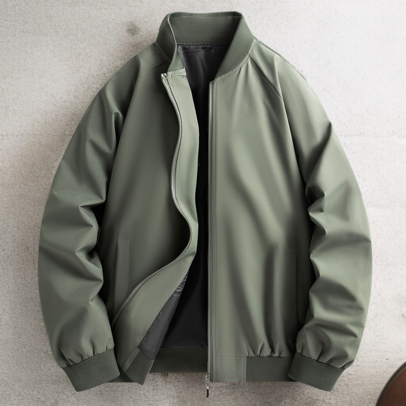 春秋用メンズベースボールジャケット袖口デザイン