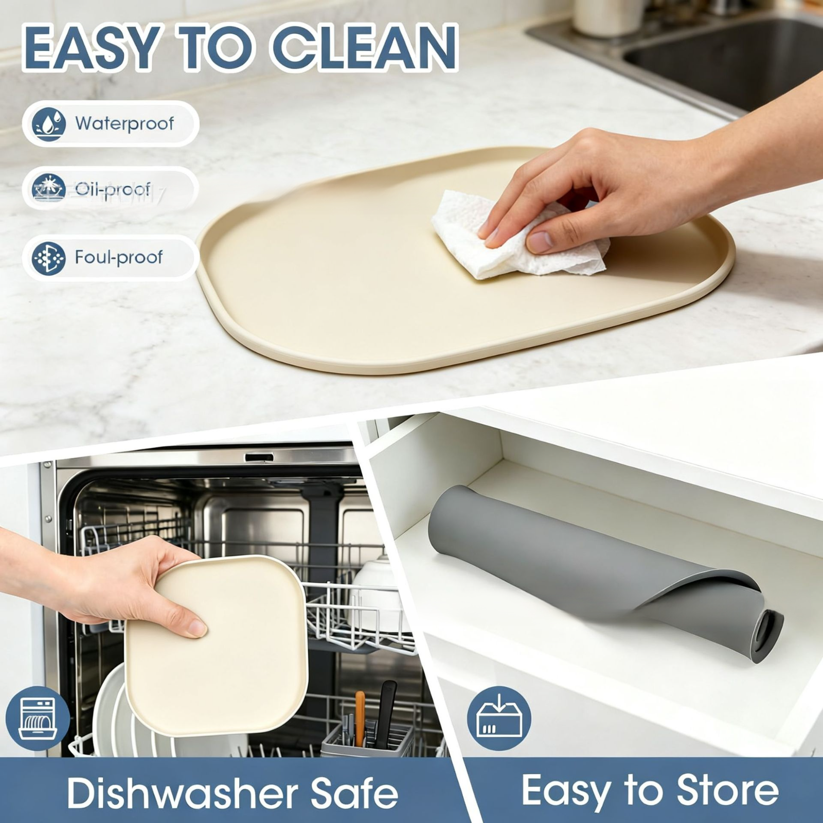 Flexible silicone heat-resistant mat for air fryer placement