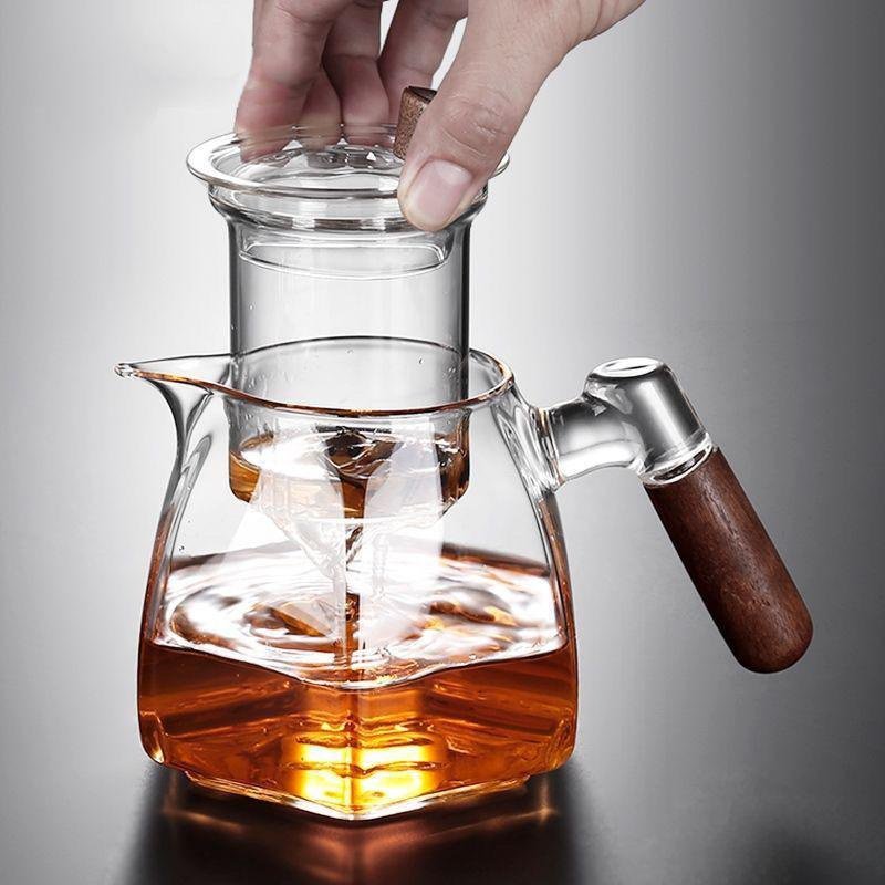 玻璃實木手柄泡茶器
