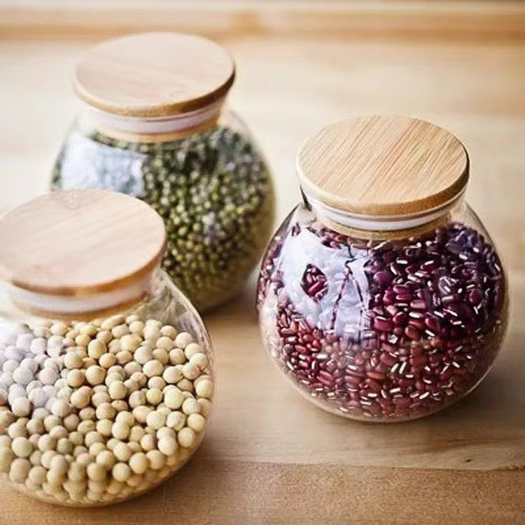 투명 유리 밀폐 저장 용기 – 식품/견과류/곡물 보관 유리병/차통