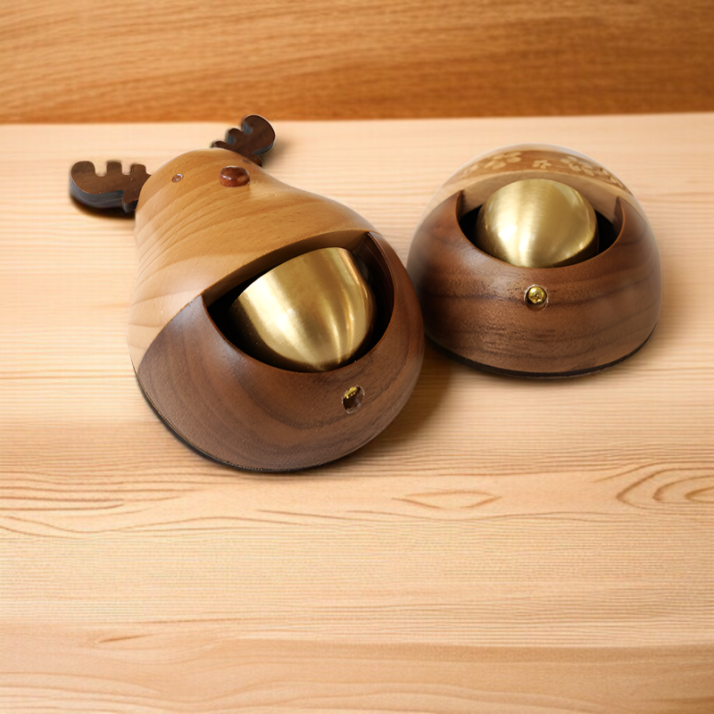 天然ブナ材とブラックウォールナットを使用した高級ドアベル