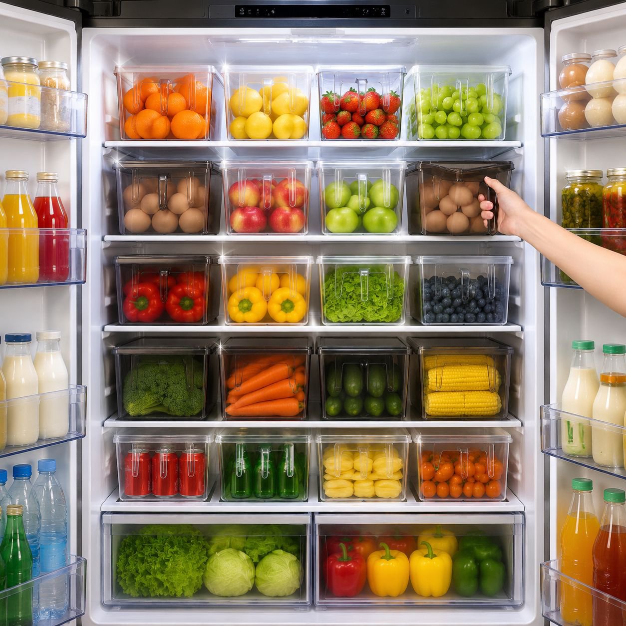 Organizerbox mit Deckel für Frischhaltung im Kühlschrank