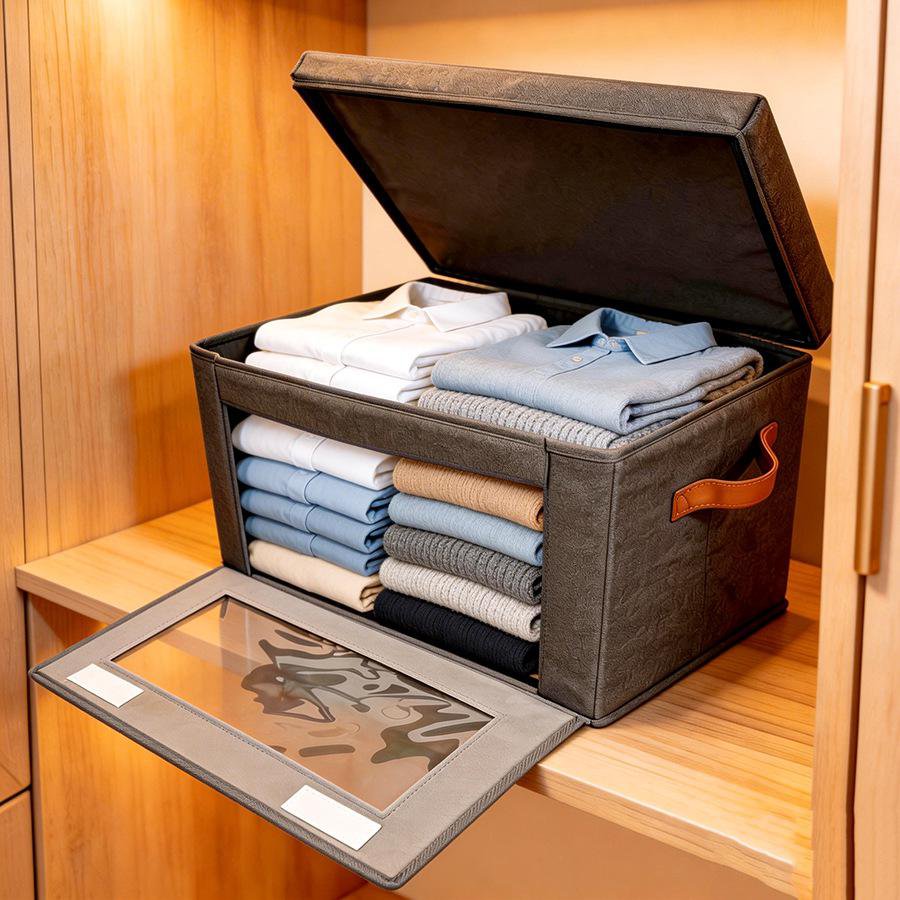 Caja de almacenamiento de tela plegable con apertura lateral