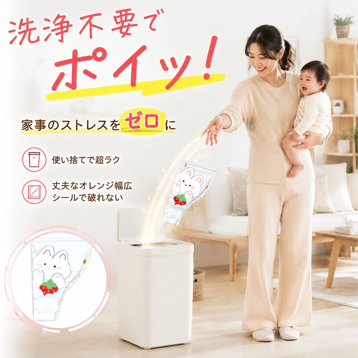 ベビー用ミルク密封保存バッグ ポータブル使い捨てタイプ ボックス付き