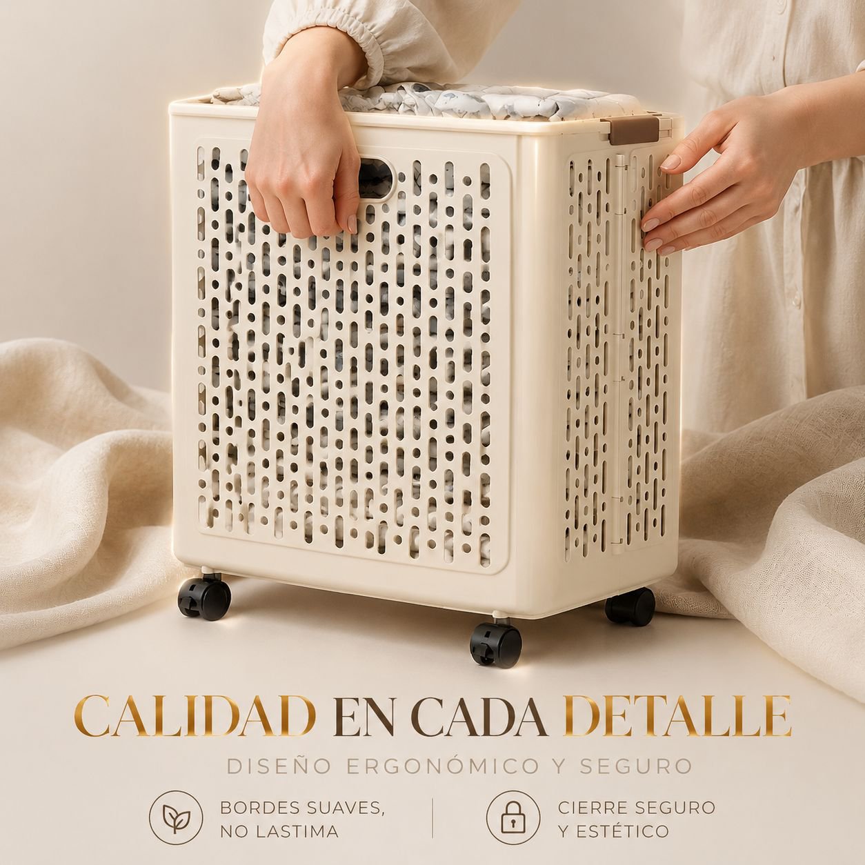 Cesta de ropa sucia plegable para baño