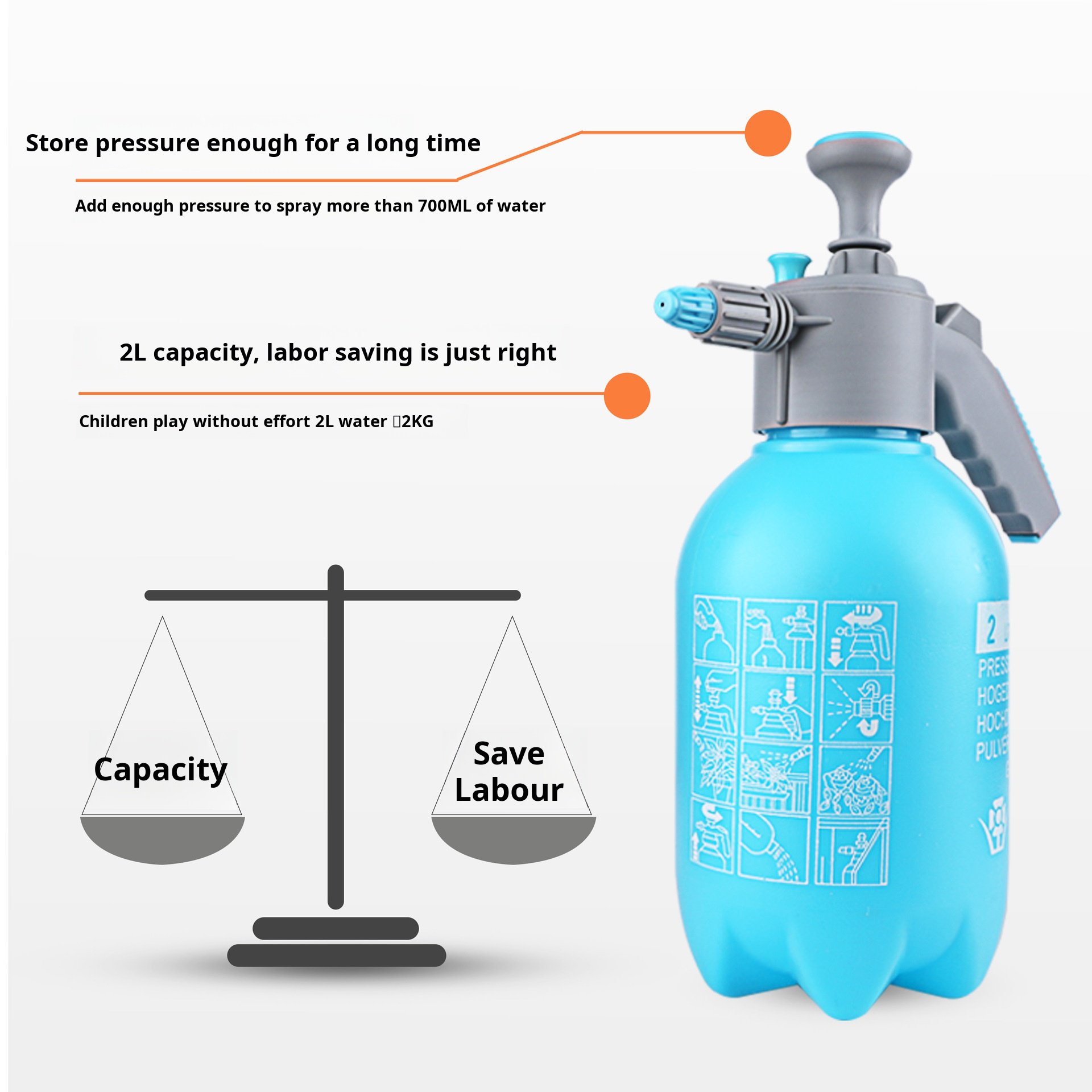 Thickened spray kettle for gardening and disinfection