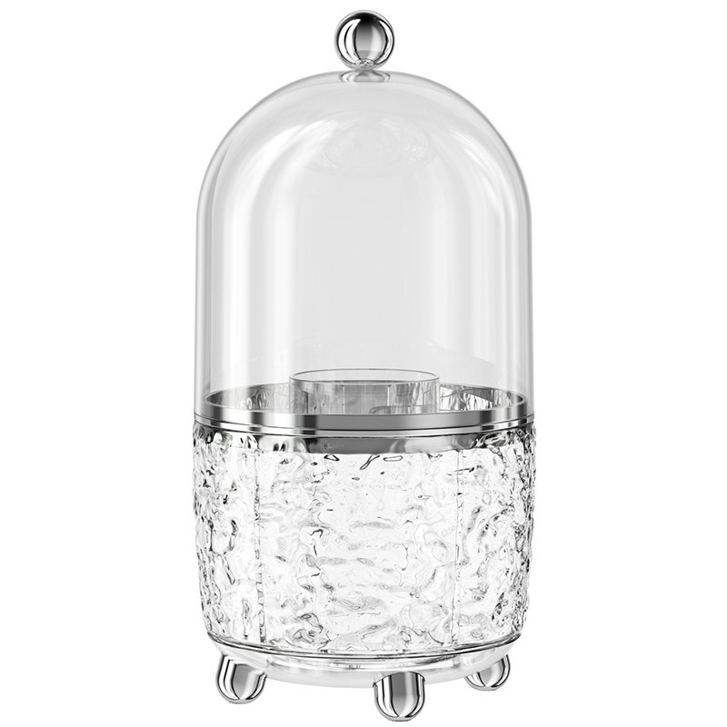 Boîte de rangement à pinceaux de maquillage rotative transparente pour bureau