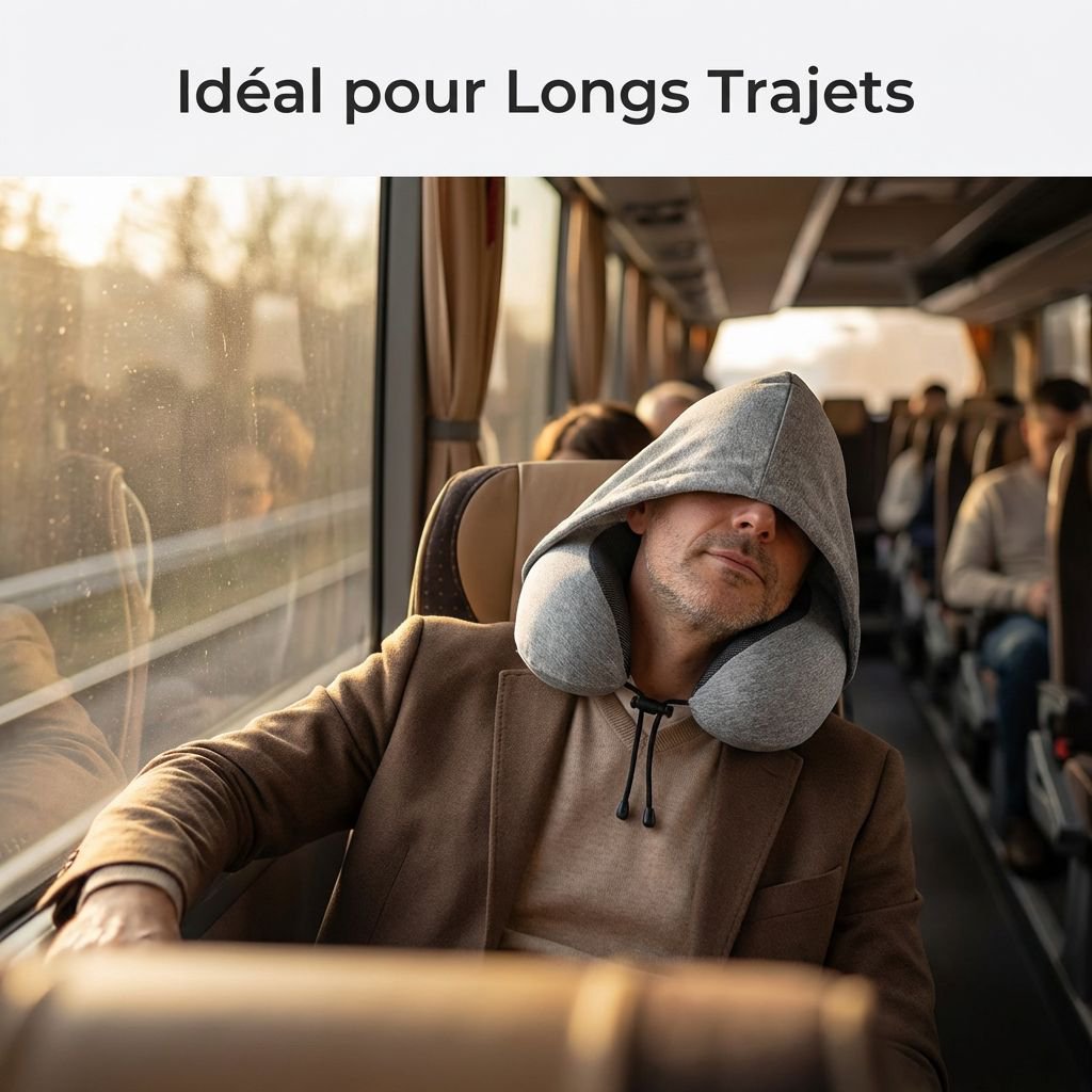 Oreiller de voyage en U portable, coussin cervical mémoire avec capuche