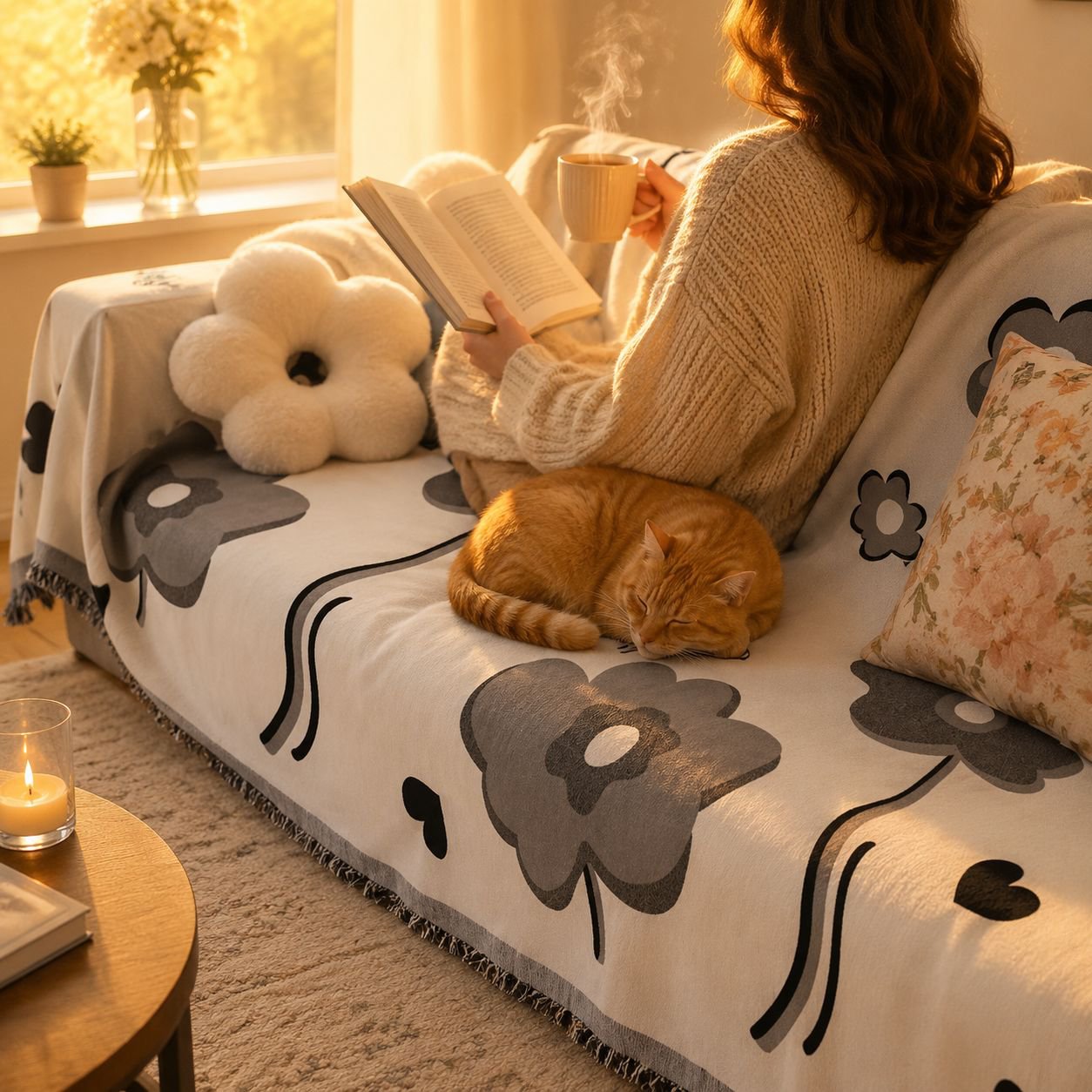 Decorative and functional sofa cover in Nordic style