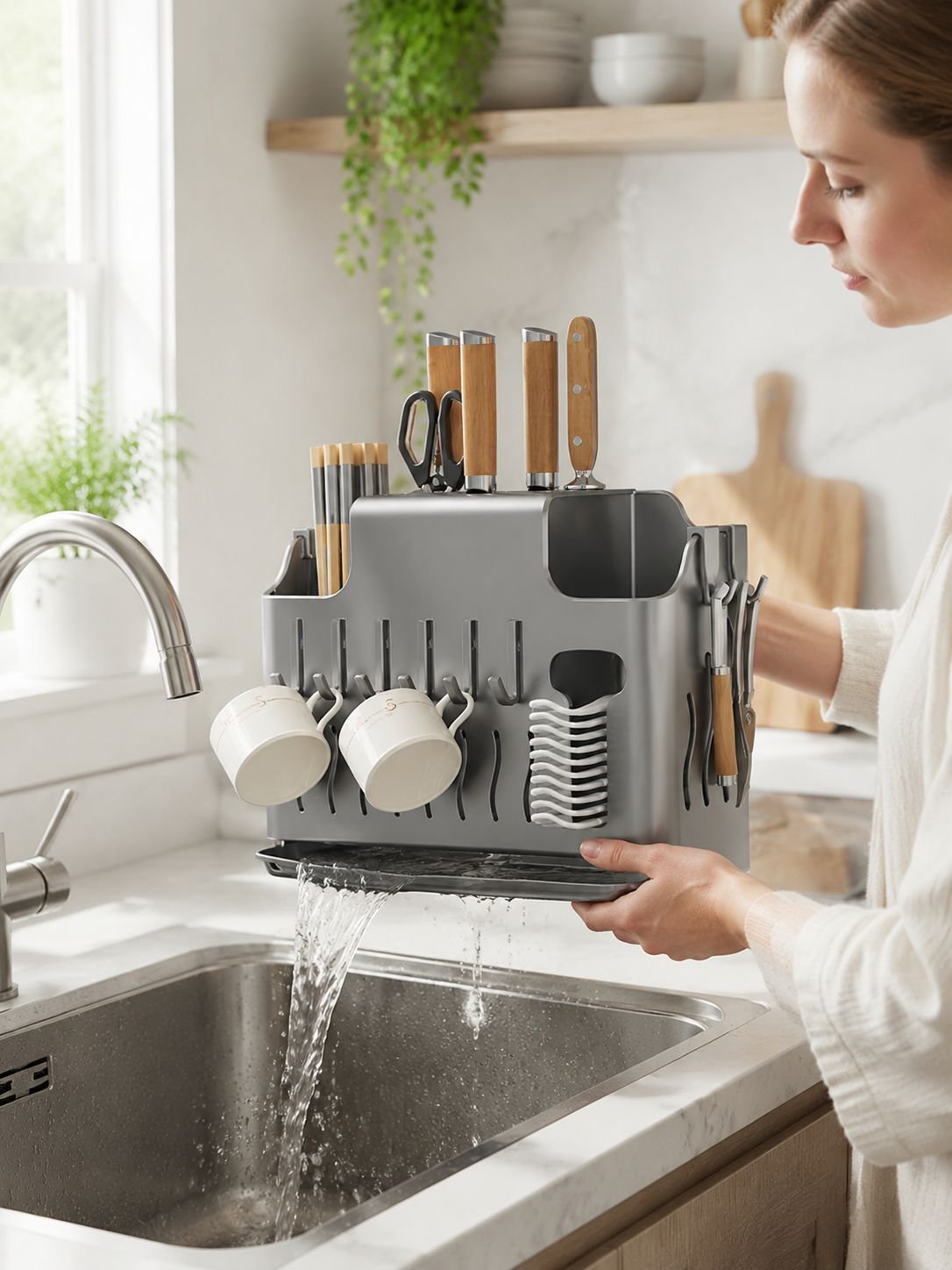 Easy to install kitchen multifunctional hanging rack