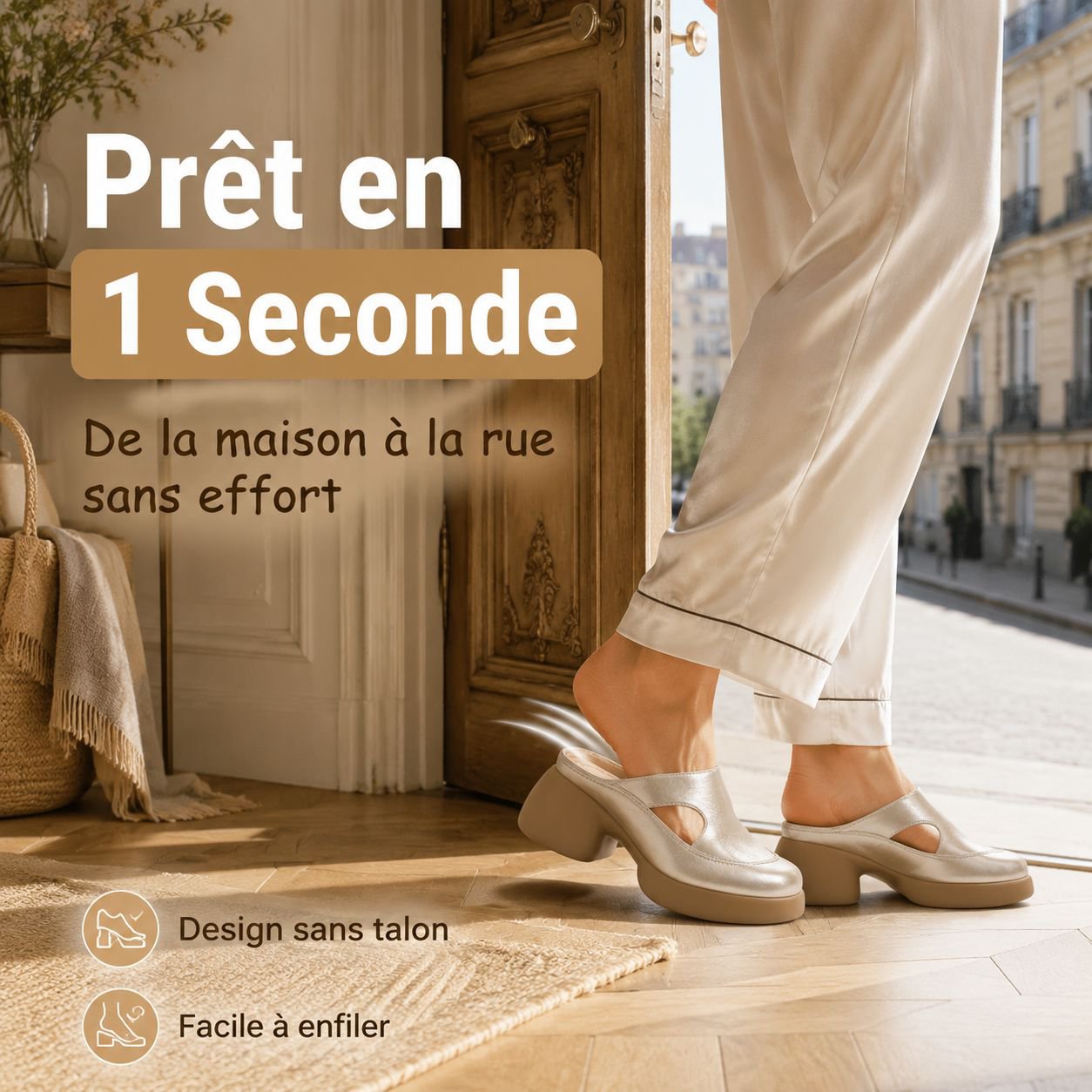 Sandales à talon large pour femme, bout fermé, idéales au quotidien