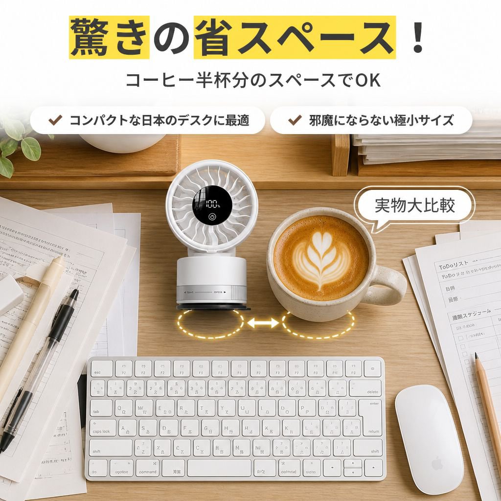 携帯用デスクトップ吸着扇風機