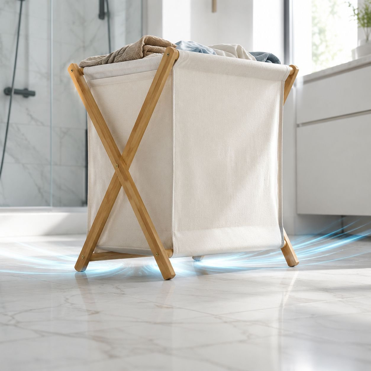 Sturdy Eco Bamboo Laundry Hamper, Foldable Design, Ideal for Home Storage