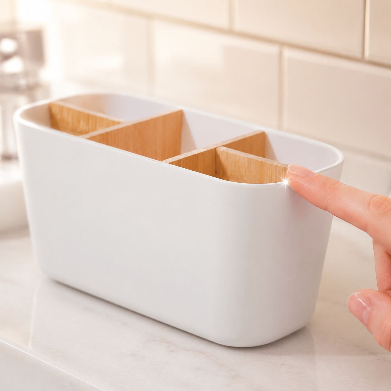 Detachable compartments of bamboo storage organizer