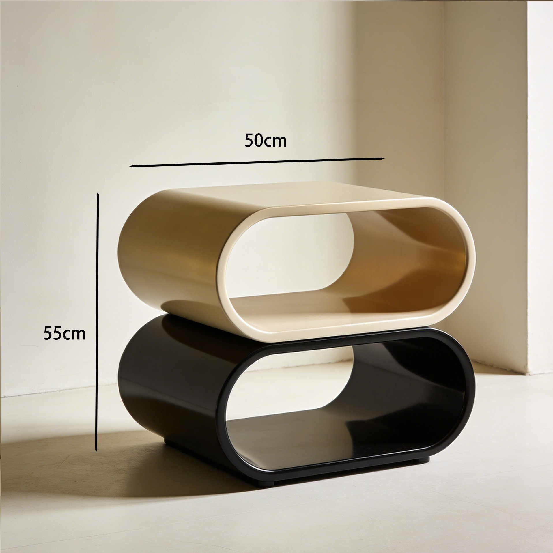 Elegant stacked oval nightstand for bedroom