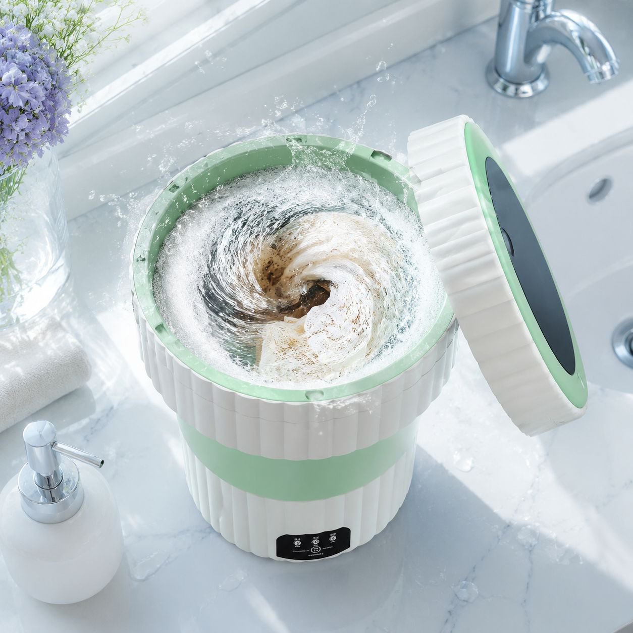 Portable Folding Mini Washing Machine for Underwear - Home Use