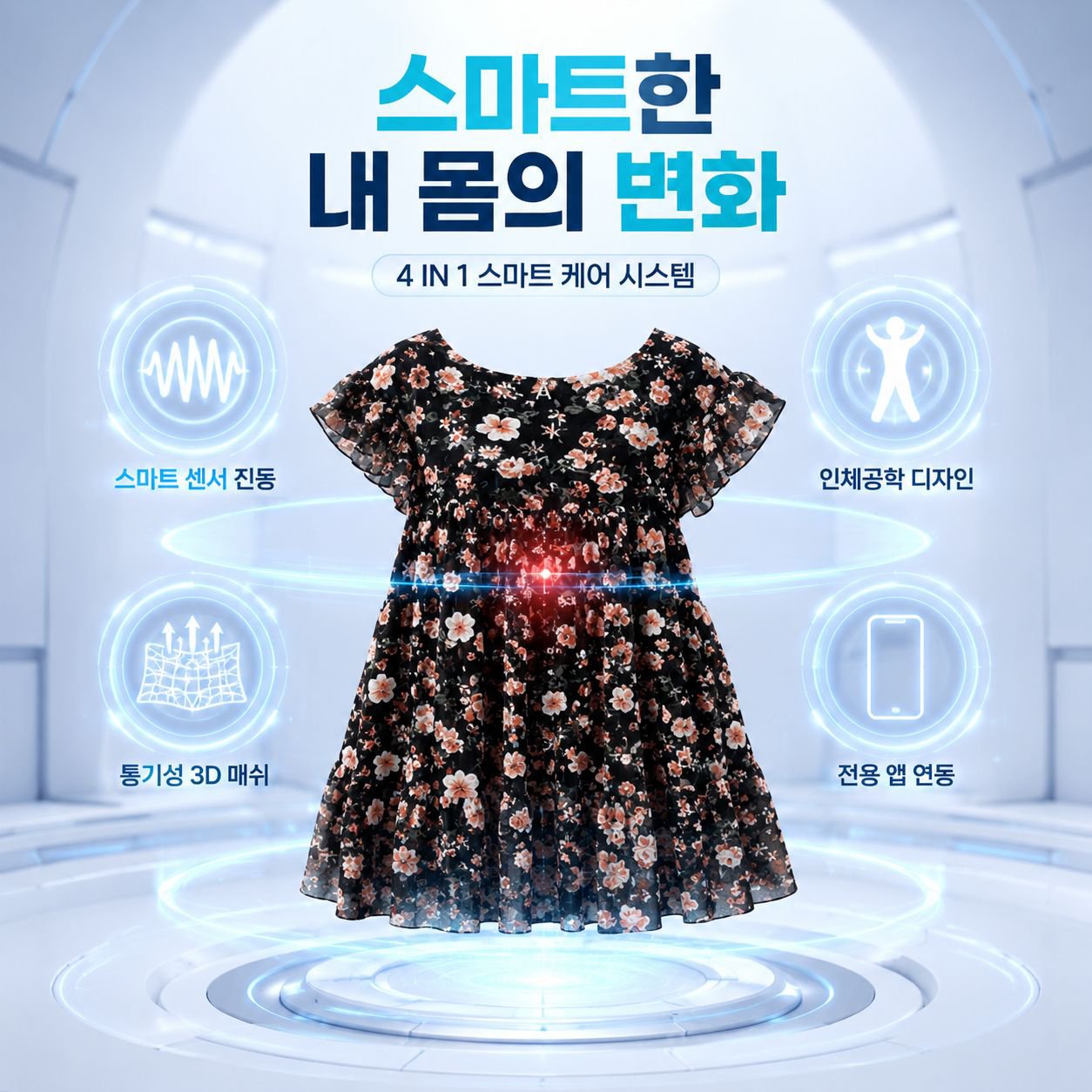루즈핏 라운드넥 플라워 반팔 드레스