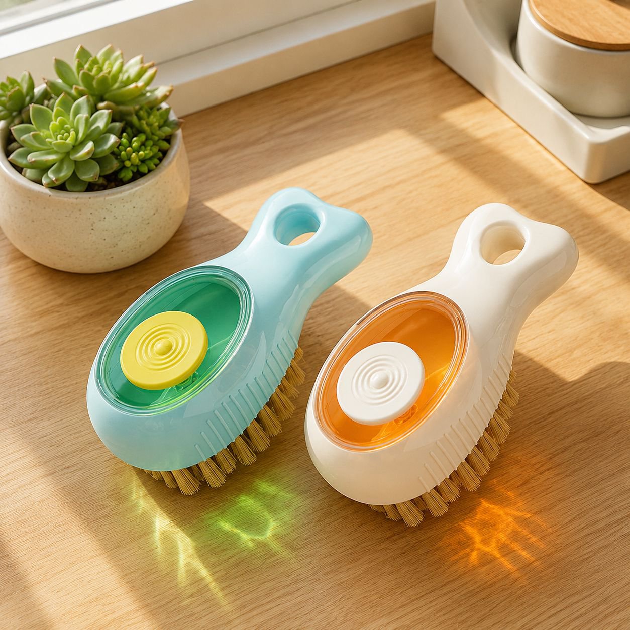 Kitchen Sink Gap Brush with Built-in Liquid Soap