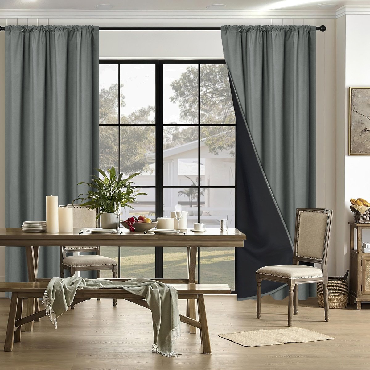 Sun-blocking Thermal Curtains Complete Blackout for Living Room Home Decor
