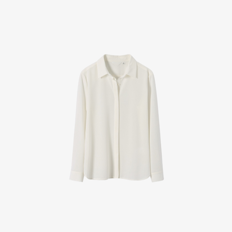 여성용 솔리드 쉬폰 셔츠 전체 모습