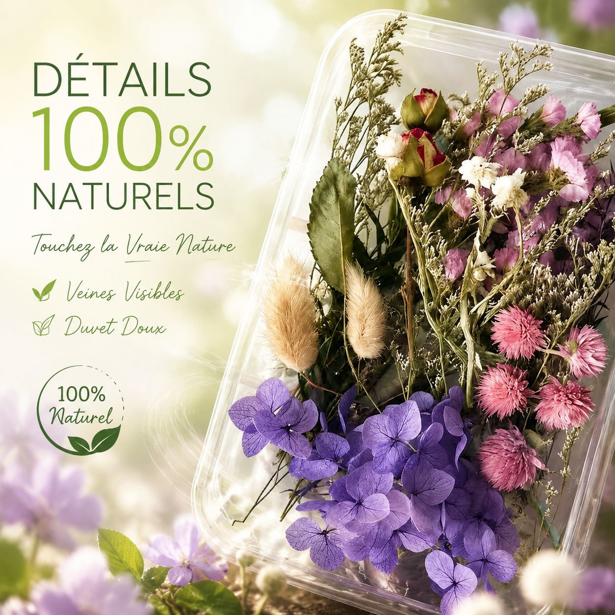 Kit DIY de fleurs préservées sous cloche en verre - Décoration maison