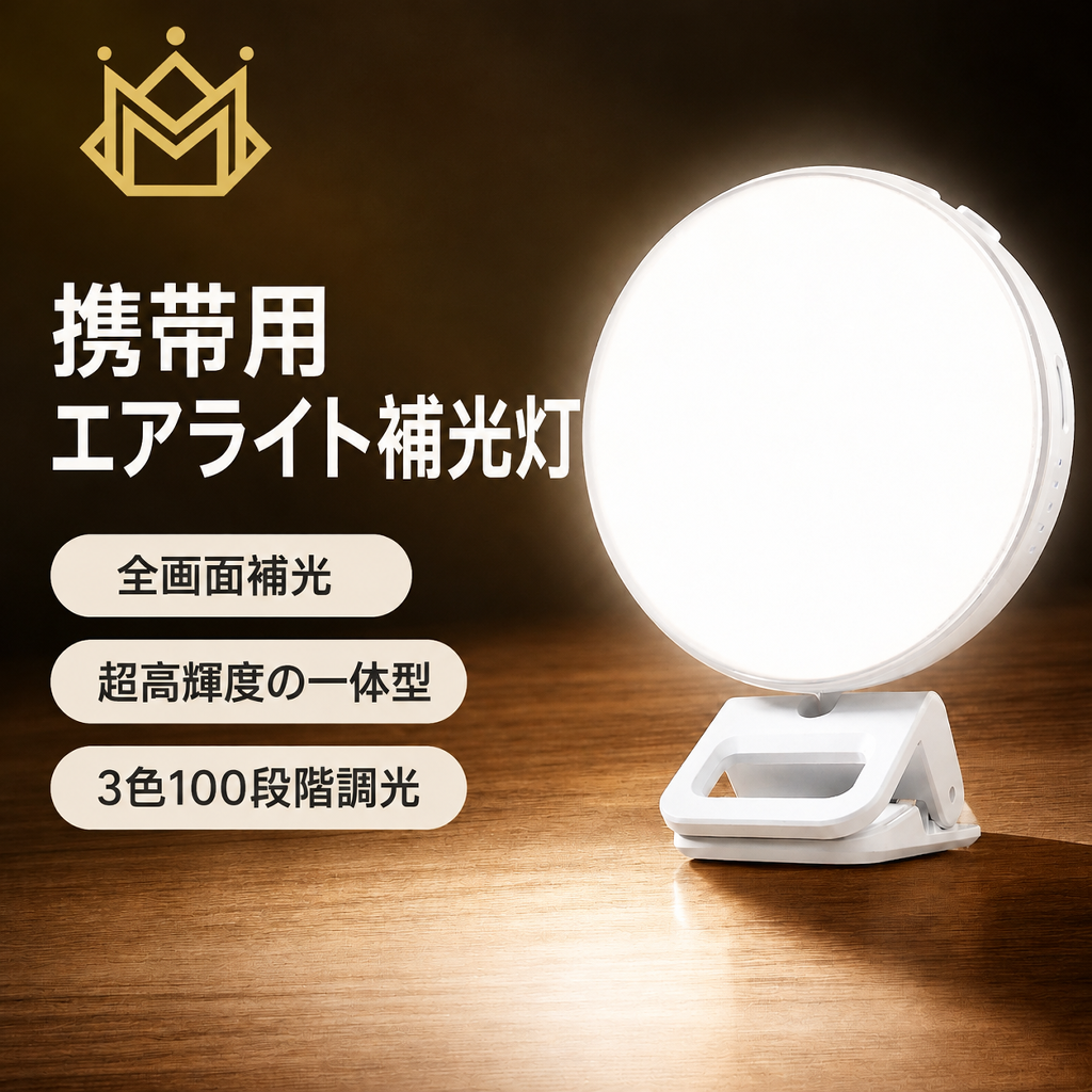 携帯電話用補助ライト リングライト セルフィーライト 1000mAh充電式モデル 無段階調光 3色温度モード 3インチコンパクト球形ライト クリップオンデザイン 強化モード搭載 写真撮影ラ