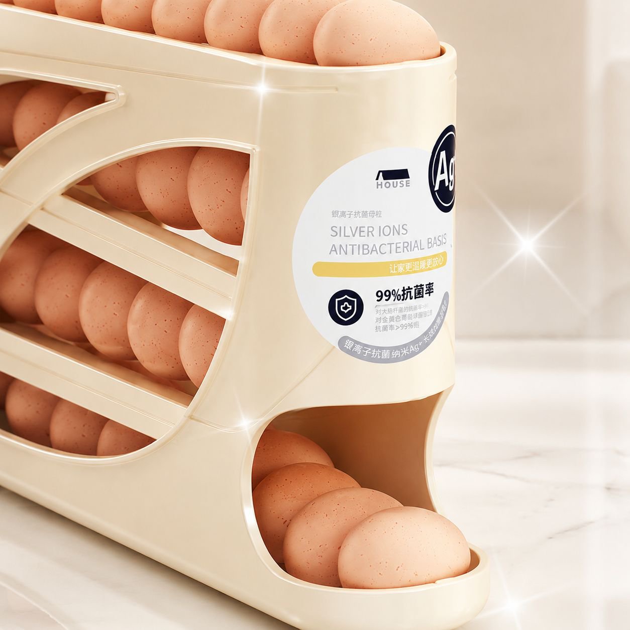 Rolling egg storage box, multi-layered slanted automatic egg roller, refrigerator egg tray, special 
