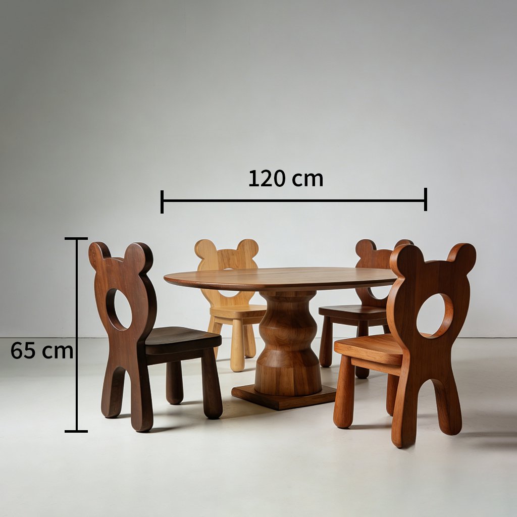 Solid wood dining table and chair set in modern dining room