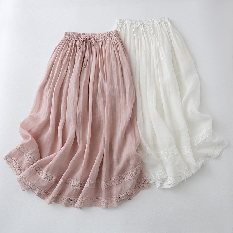 Linen Maxi Skirt with Elastic Waist