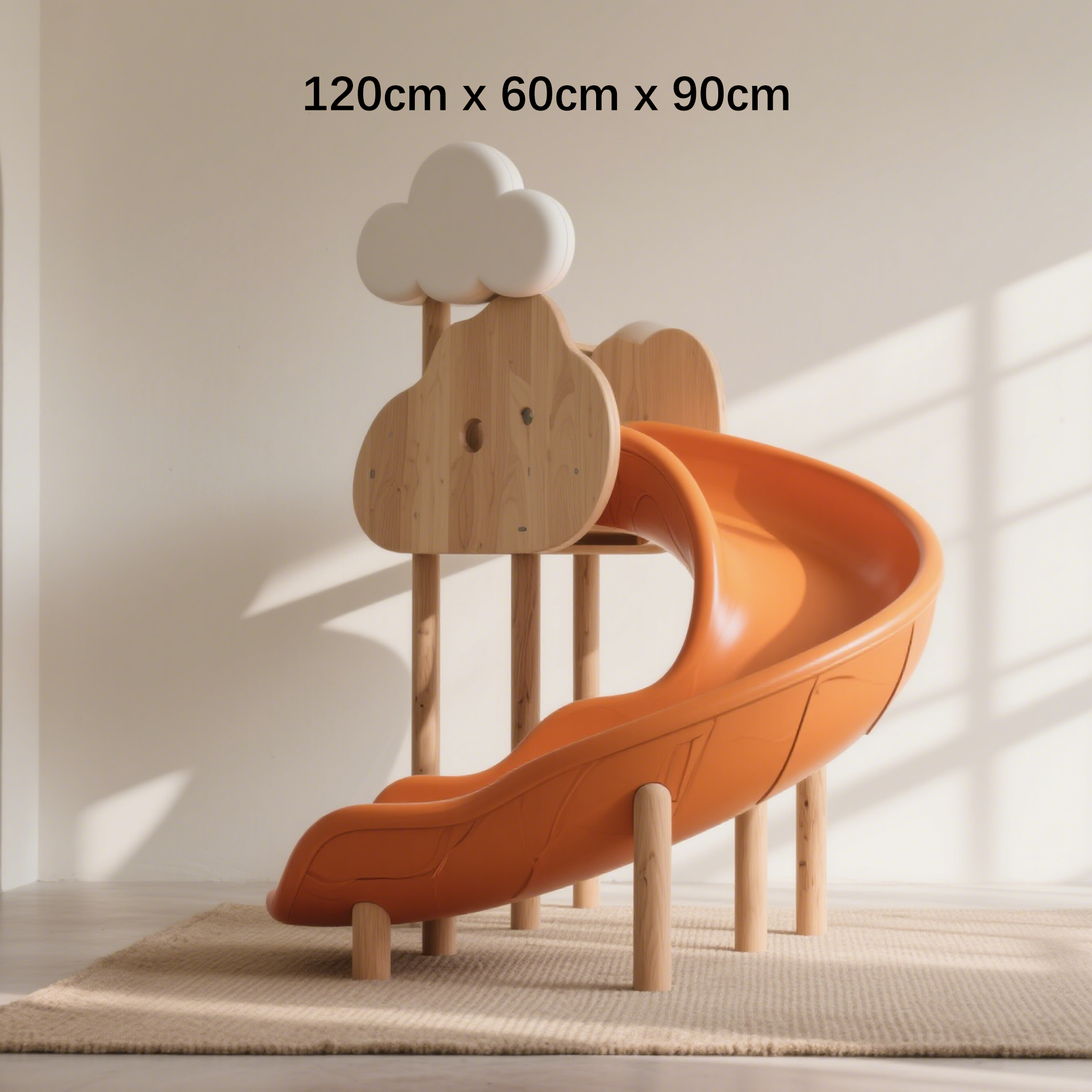 安全無毒木質材料滑梯細節特寫