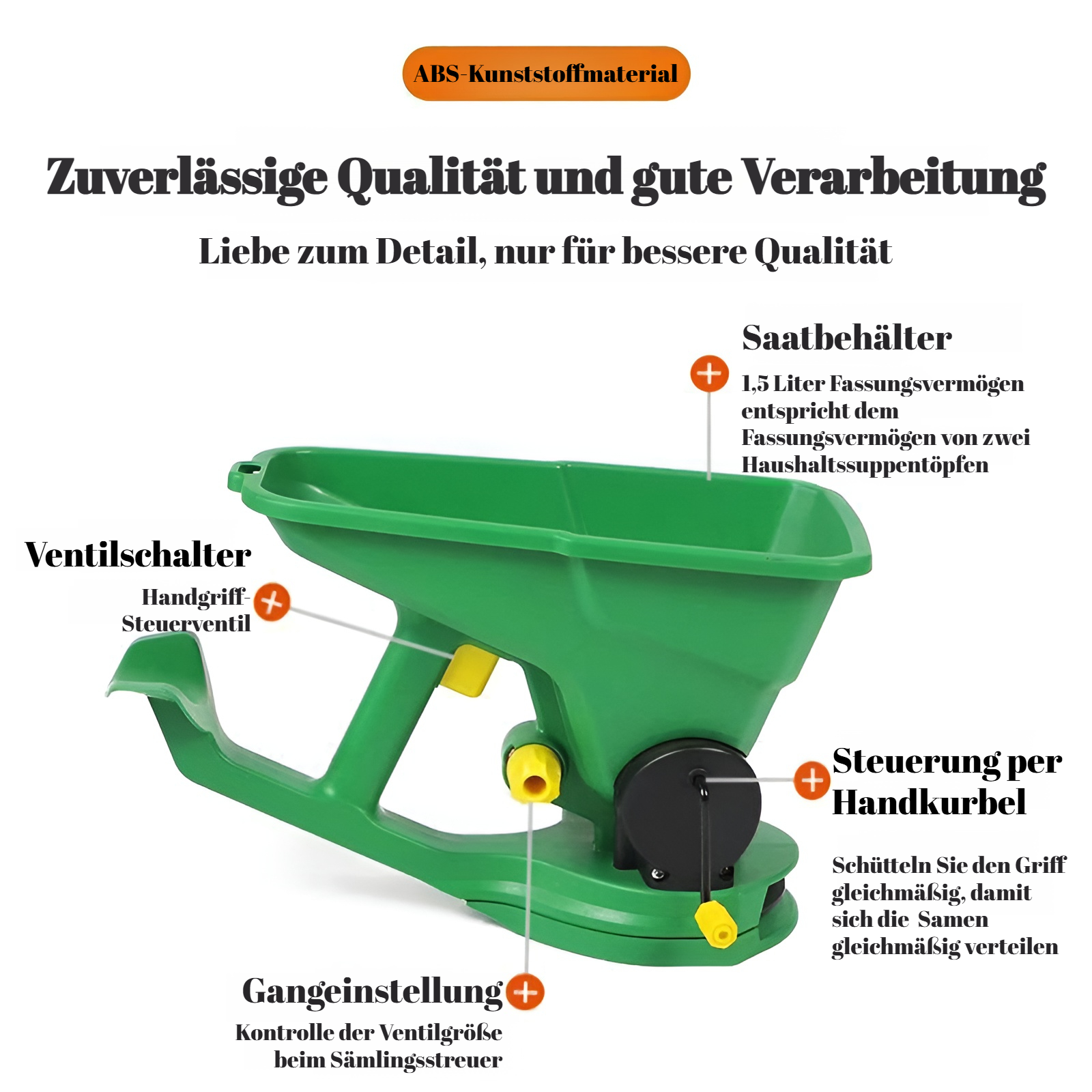 Handbetriebener Saatgutstreuer für draußen