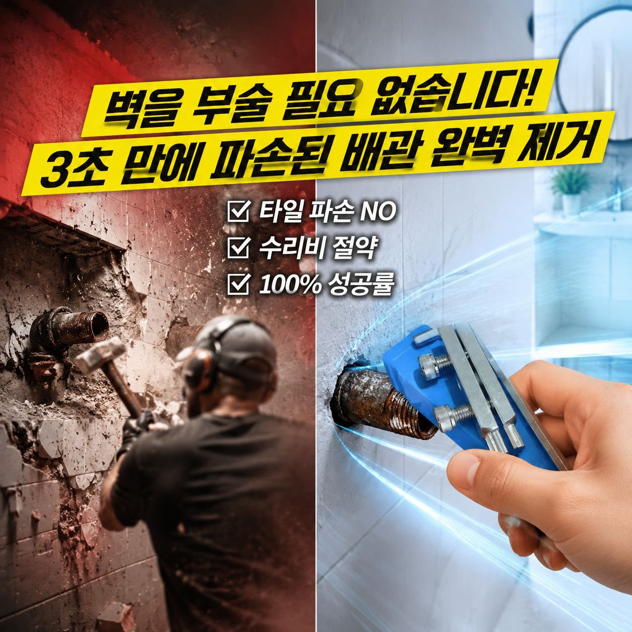 파이프 탭 부러진 나사 추출기 볼트 분해 공구 1/2인치 3/4인치 공용