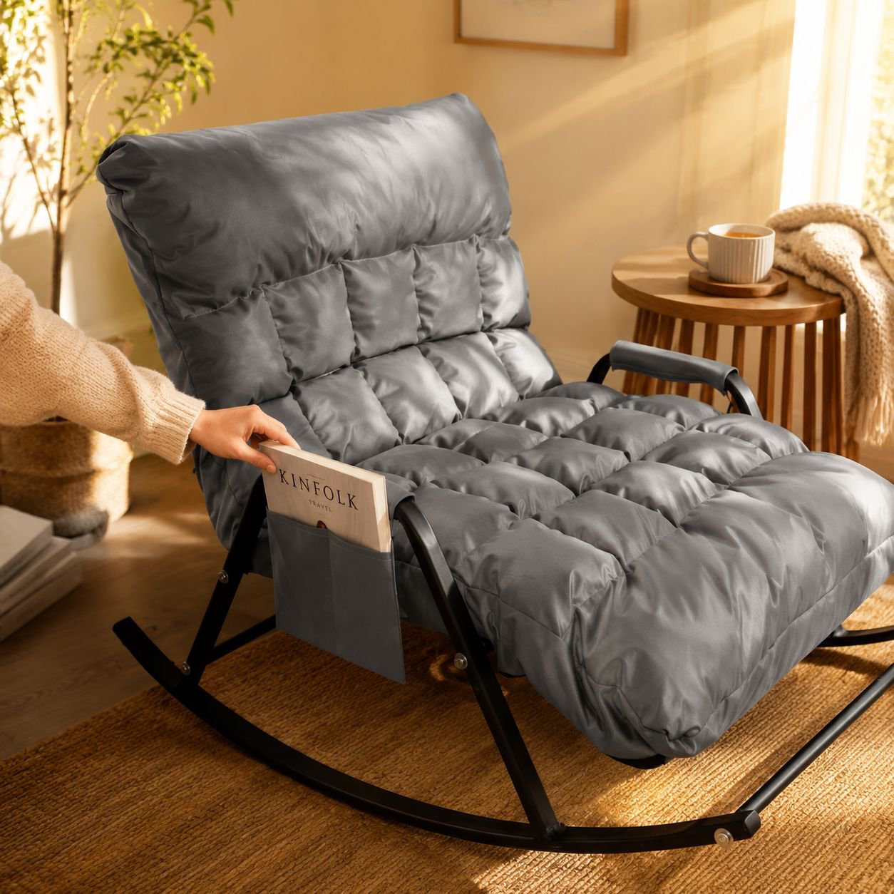 Tech Fabric Double Rocking Chair in modern bedroom