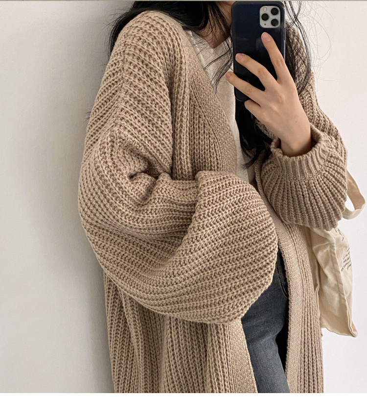 여성 빈티지 니트 카디건 코트 착장