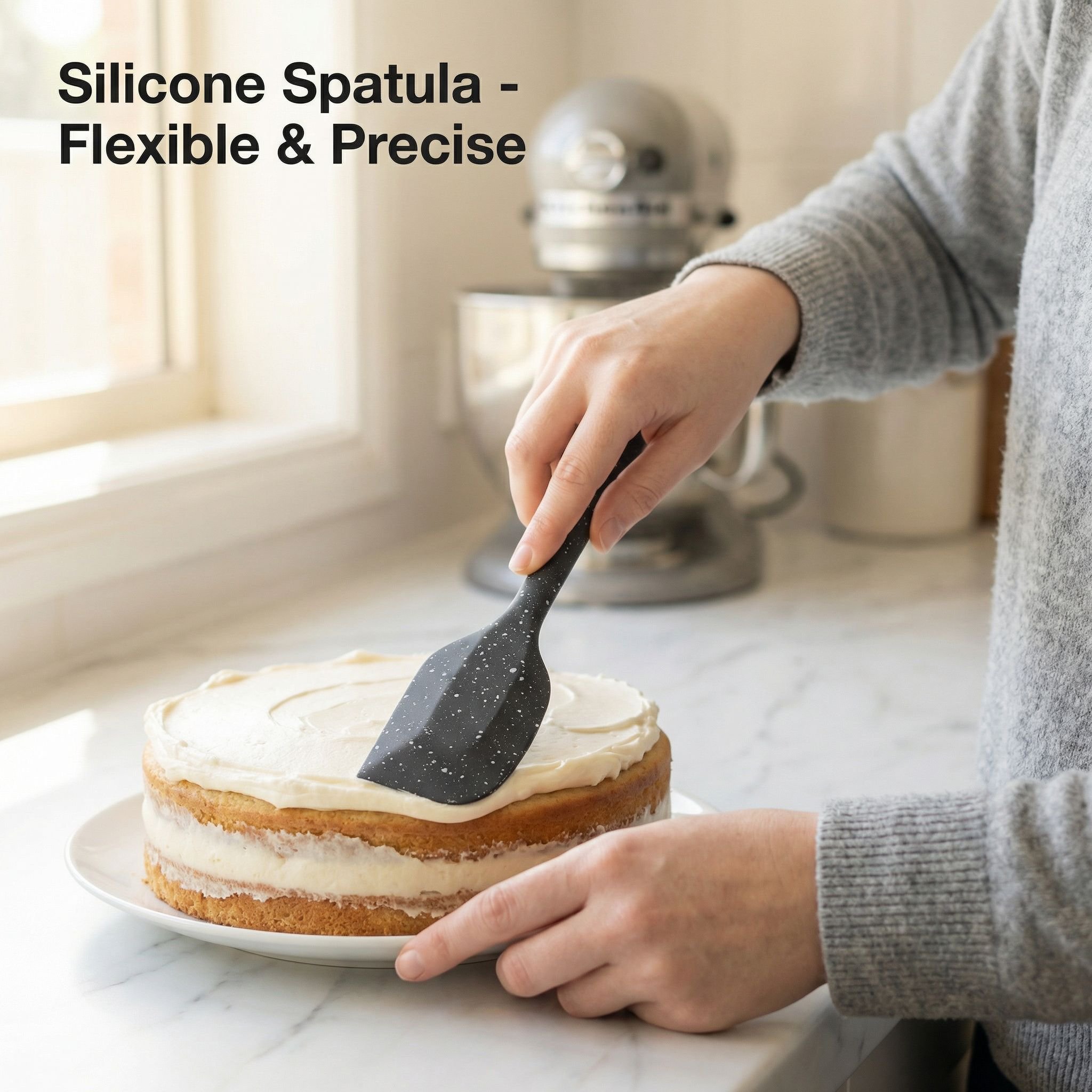 White dot silicone black butter scraper