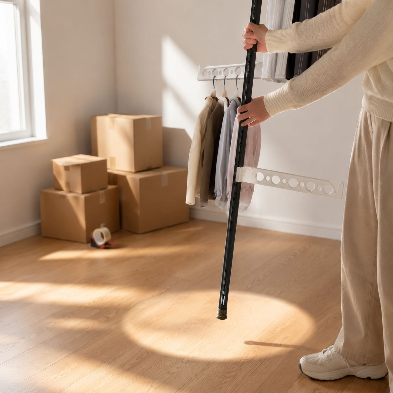 Höhenverstellbare Kleiderstange für flexible Nutzung