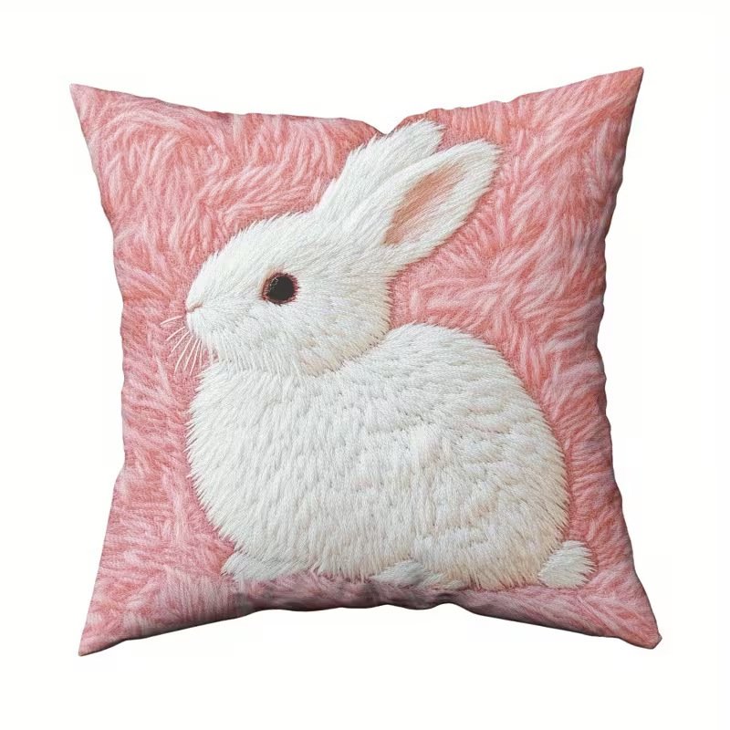 節日裝飾 可愛兔子圖案沙發抱枕套