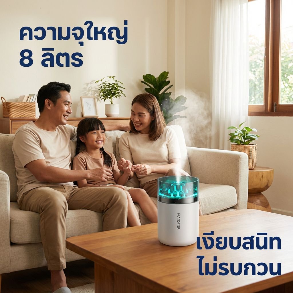 เครื่องพ่นไอน้ำอโรม่าไฟเจ็ดสี ใช้ได้ทั้งห้องนอนและออฟฟิศ