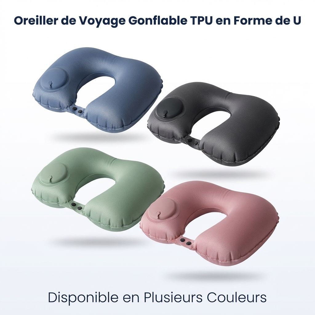 Oreiller de voyage gonflable en forme de U